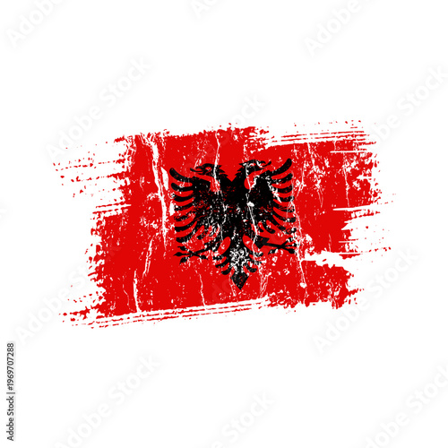 Albania flag with grunge effect - vector illustration