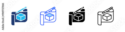 Modeling Multiple Style Icon Set Collection Pack Web Banner Vector 