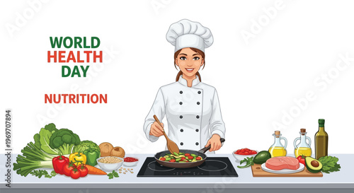 Professional chef preparing healthy meal for world health day celebration