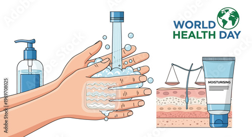 Hand washing under running water with soap for hygiene protection