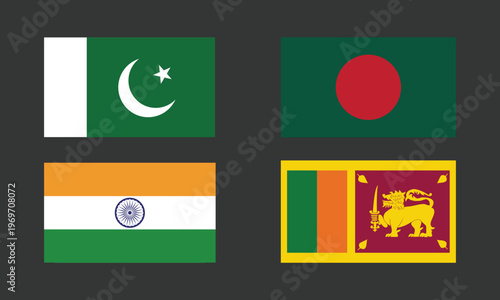 South asian flags collection pakistan bangladesh india and sri lanka