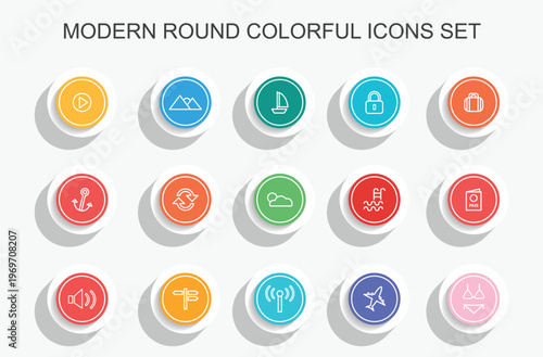 Modern round colorful icons set vector graphics for user interface design