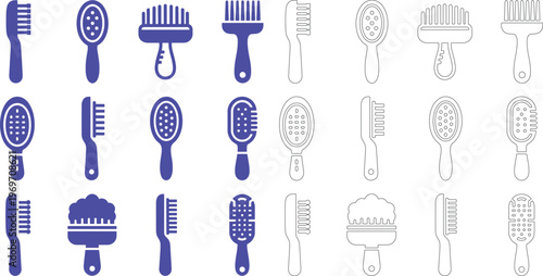 Baby hair brush in blue and black silhouettes