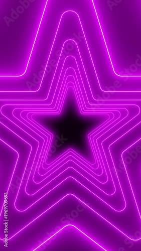 Vertical video animation of many stars in neon magenta on dark background - abstract background - seamless loop.