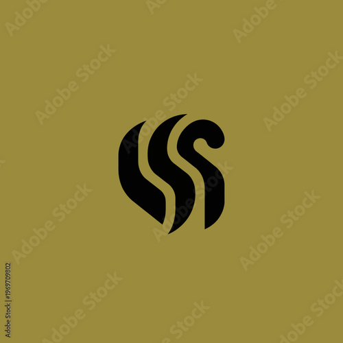 Abstract Black Symbol on Gold Background.