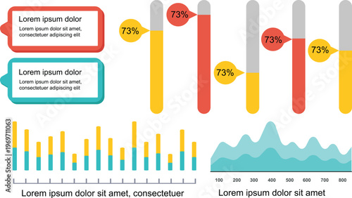 Comparison of visual data representations using bar charts and percentage indicators
