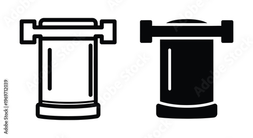 Vector icon of a cylindrical container with a handle, representing a canister, storage, or industrial tank