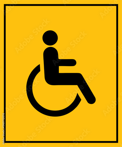 disability safety sign warning vector design black color and yellow background
