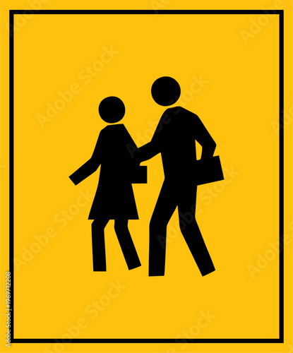 school safety sign warning vector design black color and yellow background