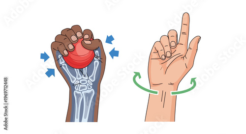 Hand and wrist exercises for physical therapy and rehabilitation