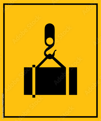 crane safety sign warning vector design black color and yellow background