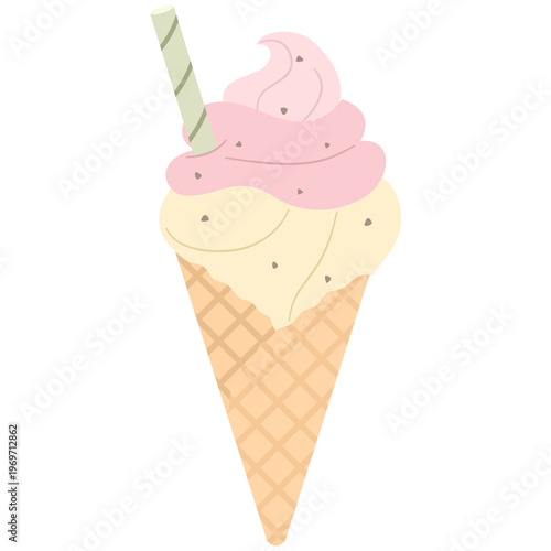 Sweet ice cream cone vector illustration