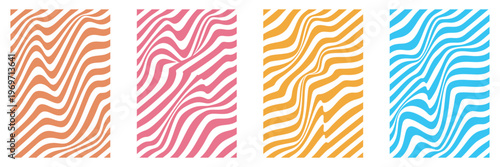 Retrofuturism poster design in trendy retro line style. Modern art poster retro vintage style stripes background template lines shapes vector design.