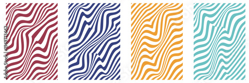 Retrofuturism poster design in trendy retro line style. Modern art poster retro vintage style stripes background template lines shapes vector design.