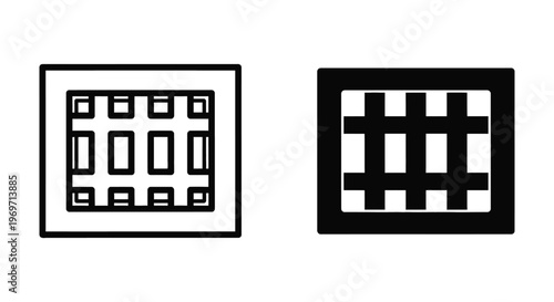 Set of prison bars icons, jail window symbols, vector illustration