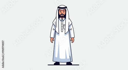 Arab Man in Traditional Thobe and Ghutra