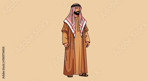 Man in traditional Arabic clothing, illustration