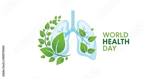 Human lungs with green leaves for World Health Day illustration