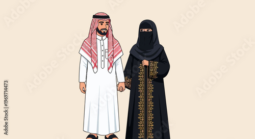 Middle Eastern Couple in Traditional Clothing