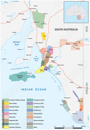Map of wine growing regions in South Australia