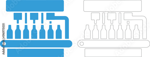 Blue bottle filling machine with silhouette