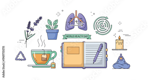 World Health Day icons for healthy lifestyle choices