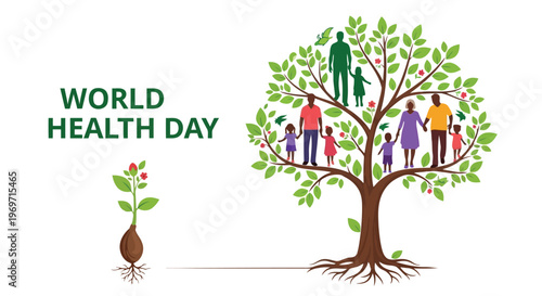 Family health represented by tree and seedling
