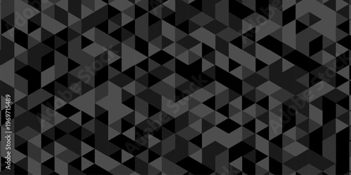 Abstract low polygon paper cubic black, gray wallpaper design. vector transparent polygon reangle square pattern. geometric wall tile metal cube triangle background.