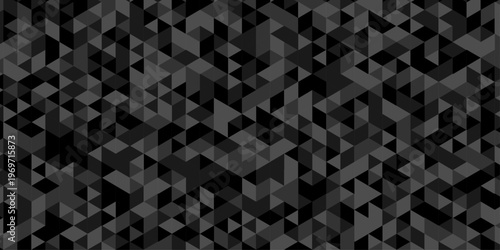 Abstract low polygon paper cubic black, gray wallpaper design. vector transparent polygon reangle square pattern. geometric wall tile metal cube triangle background.