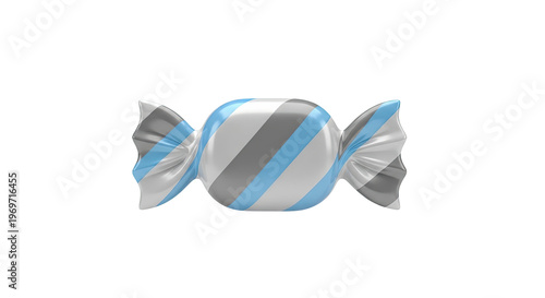 Wrapped Candy with Blue, Silver, and Gray Stripes