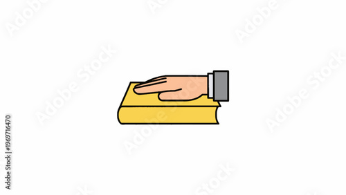 Hand Swearing Oath on Yellow Book Vector Illustration
