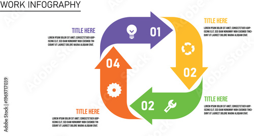 Modern four infographic vector options work template icons
