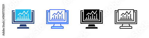 Analytics Multiple Style Icon Set Collection Pack Web Banner Vector 