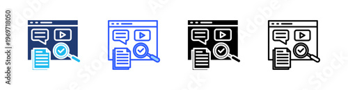 Content Audit Multiple Style Icon Set Collection Pack Web Banner Vector 