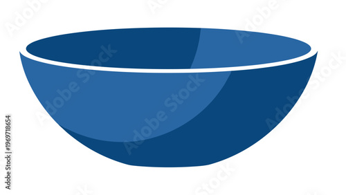 Minimalist flat design of a deep blue kitchen bowl presented as a versatile household object icon.
