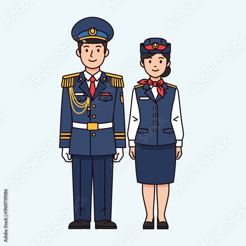 Male and Female Pilots in Uniform