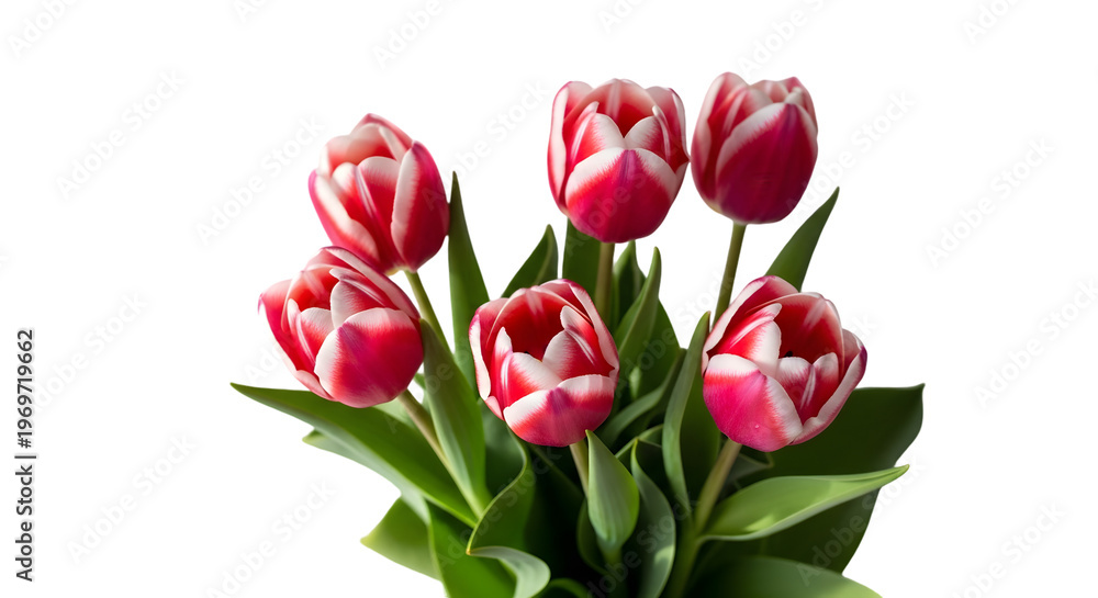 Obraz premium A vibrant bouquet of pink tulips in full bloom against a plain background isolated on transparent background tulips flowers for mother's day father's day anniversary and other event