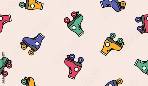 Cute roller skates pattern background vector design