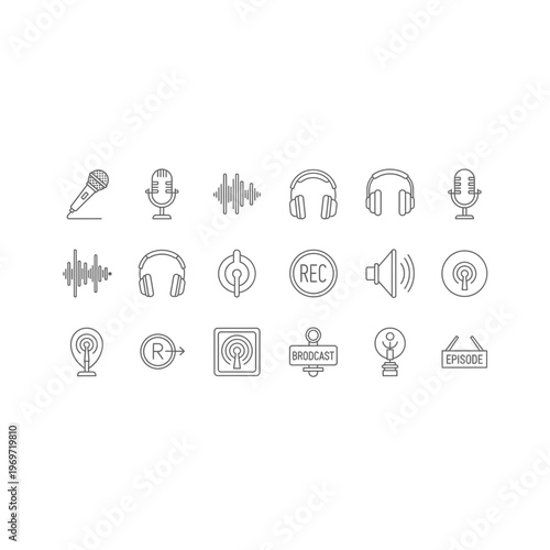 A collection of audio and media related icons