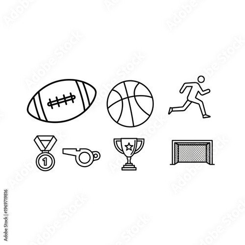 A collection of sports icons and awards