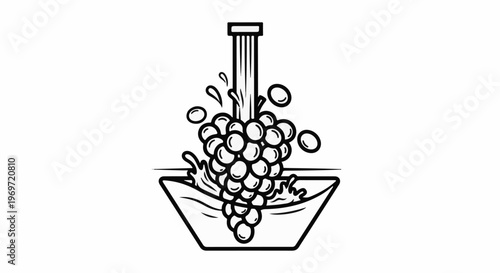 Grapes being washed under a stream of water in a bowl
