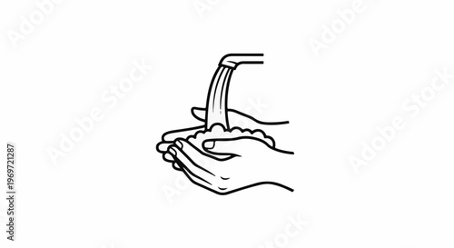 Hands washing with flowing water and soap bubbles