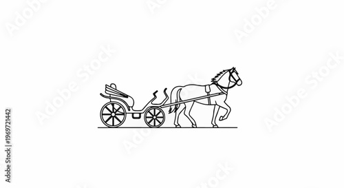 Horse-drawn carriage illustration, elegant and classic transportation