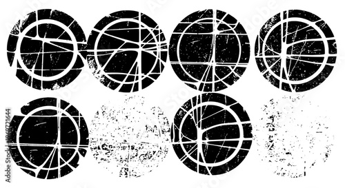 Targets hand drawn set with grunge texture and black ink featuring bullseye, aiming, shooting with practice and archery elements for hunting, marks