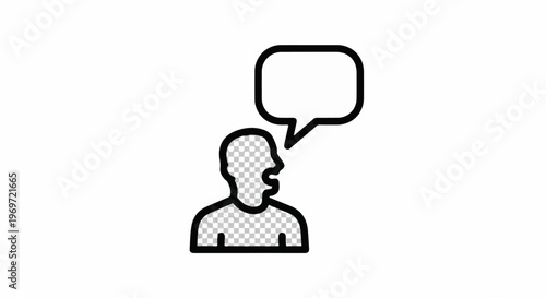 Icon of a person speaking with an empty speech bubble