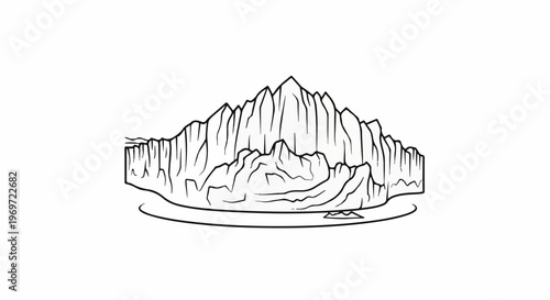 Majestic icebergs float serenely on calm, dark waters, a stark natural scene