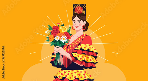 Flamenco Dancer with Flowers
