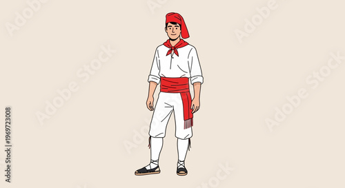 Man in traditional Basque clothing, Pamplona, Spain