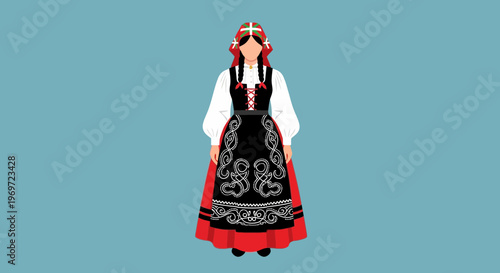 Woman in Traditional Norwegian Folk Costume