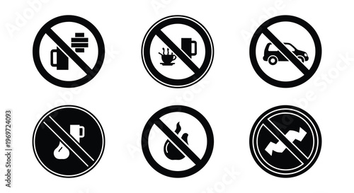 Prohibition signs depicting not checking time with a wristwatch